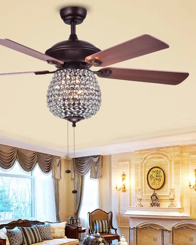 Home Accessories Embedded Crystal Chandelier Ceiling Fan In Brown