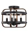 Home Accessories Juno 14" 4-light Indoor Semi-flush Mount Ceiling Light With Light Kit And Remote In Brown And Matte Black