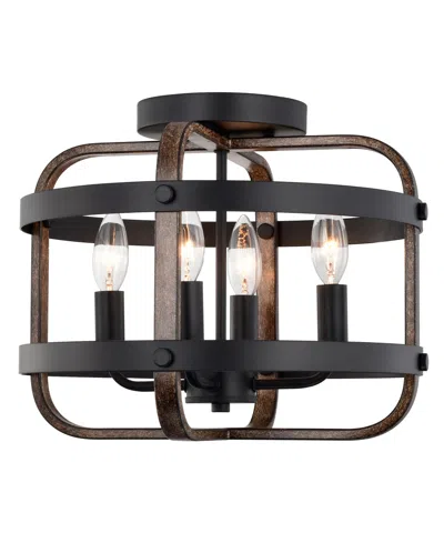 Home Accessories Juno 14" 4-light Indoor Semi-flush Mount Ceiling Light With Light Kit And Remote In Brown And Matte Black