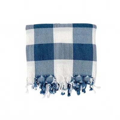 Home & Loft Gingham Montauk Towel In Ivory Navy