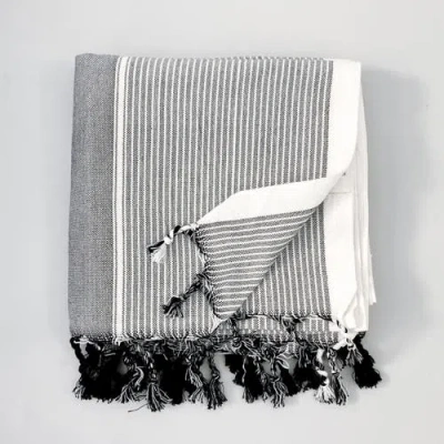 Home & Loft Grey Stripe Tribeca Towel