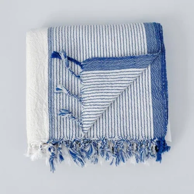 Home & Loft Ivory Blue Tribeca Towel