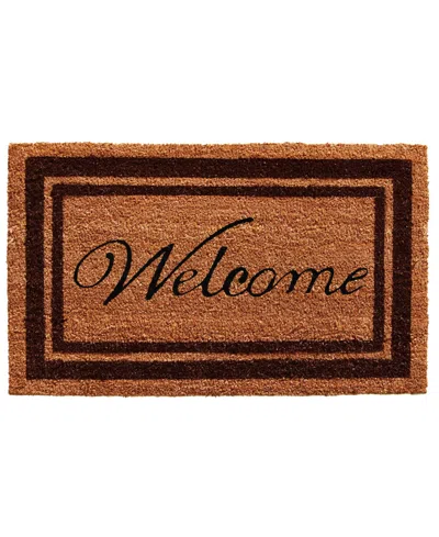 Home & More Border Welcome Coir/vinyl Doormat, 18" X 30" In Brown