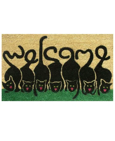 Home & More Cats Welcome Natural Coir/vinyl Doormat, 24" X 36" In Multi