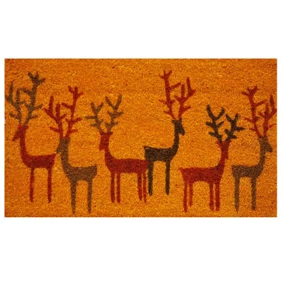 Home & More Christmas Deer 29 In. X 17 In. Non-slip Outdoor Door Mat In Yellow