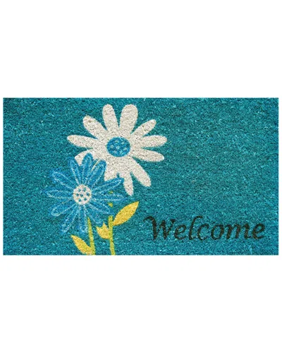 Home & More Daisy Welcome Doormat In Blue
