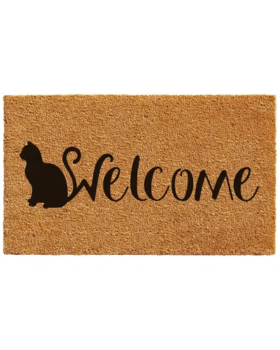 Home & More Feline Welcome Doormat In Brown