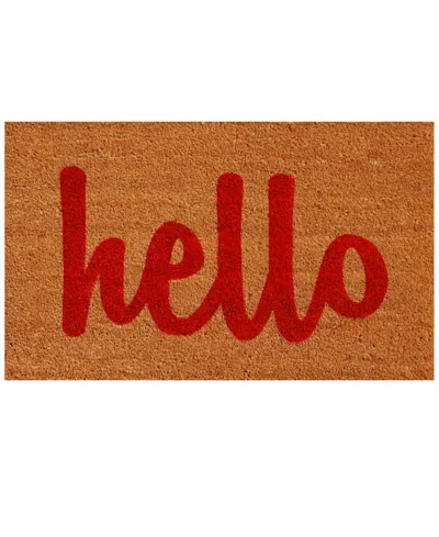 Home & More Hello Script Coir/vinyl Doormat, 17" X 29"