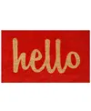 Home & More Hello Script Coir/vinyl Doormat, 24" X 36" In Red,natural