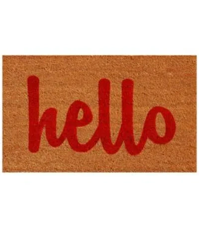 Home & More Home More Hello Script Coir Vinyl Doormat In Natural,black