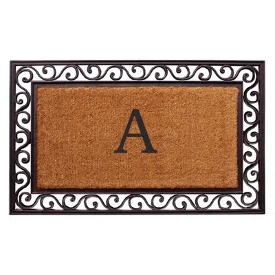 Home & More Personalized Scrolling 30 In. X 18 In. Non-slip Outdoor Door Mat In Brown