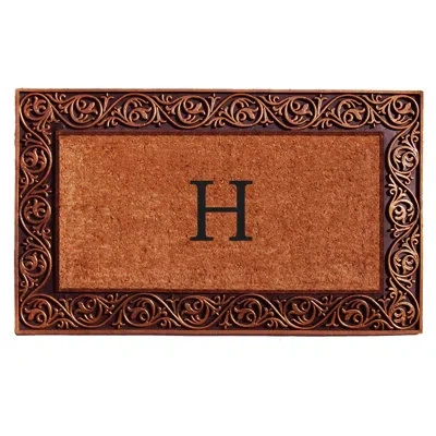 Home & More Prestige Personalized Monogrammed 30 In. X 18 In. Non-slip Outdoor Door Mat In Bronze