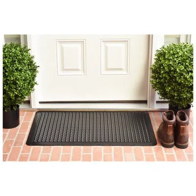 Home & More Solid 36 In. X 24 In. Non-slip Outdoor Door Mat In Black