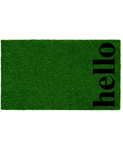 Home & More Vertical Hello Coir/vinyl Doormat, 17" X 29" In Green,black