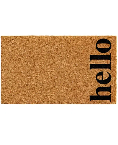 Home & More Vertical Hello Coir/vinyl Doormat, 17" X 29" In Natural,black