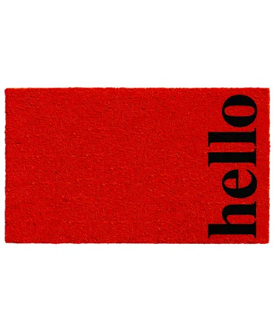 Home & More Vertical Hello Coir/vinyl Doormat, 24" X 36" In Red,black