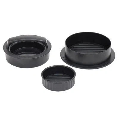 Home Basics 3 Piece Plastic Hamburger Press, Black