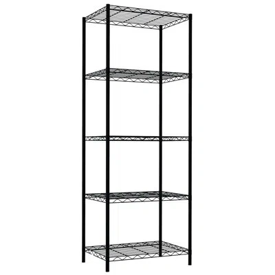 Home Basics 61.8'' H X 22.4'' W X 13.6'' D 5-layer Wire Shelving Unit In Black