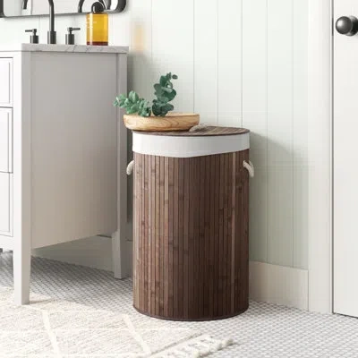 Home Basics Bamboo Collapsable Hamper In Brown