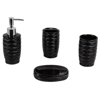 Home Basics Curves 4 Piece Bathroom Accessory Set In Black