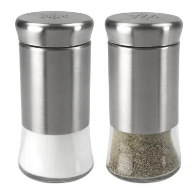 Home Basics Essence Salt And Pepper Shaker Set In Silver;clear