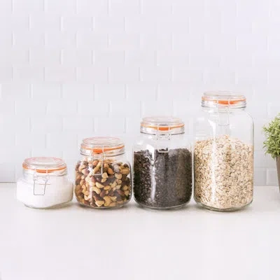 Home Basics Glass 4 Piece Kitchen Canister Set In Clear