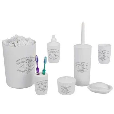 Home Basics Paris 7 Piece Bathroom Accessory Set In White