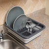 Home Basics Plastic Dish Rack In Gray;white