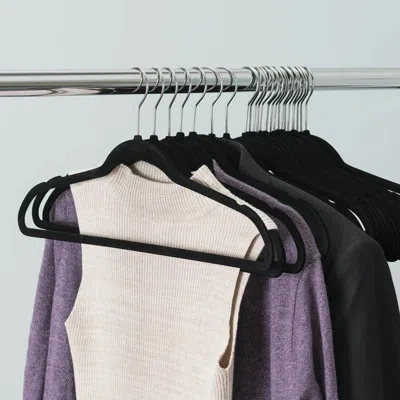 Home Basics Plastic Non-slip Standard Hanger For Dress/shirt/sweater In Black