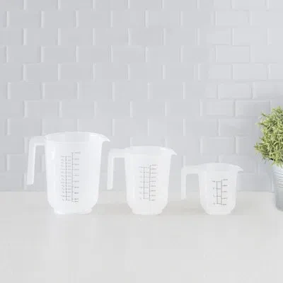 Home Basics Precise Pour 3-piece Plastic Measuring Cup Set In Clear