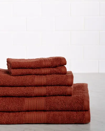 Home City Eco Friendly 6pc Cotton Towel Set In Brown