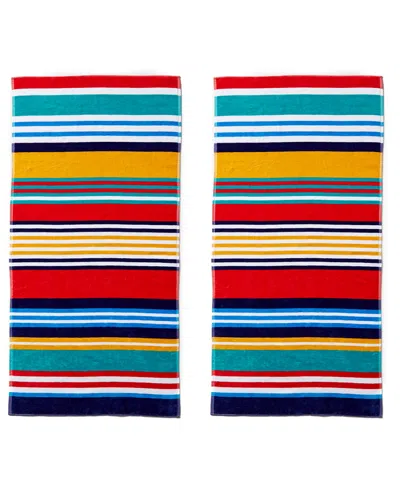 Home City Set Of Two Stripes Multi Beach Towels