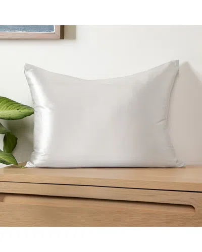 Home Collection 100% Mulberry Silk Pillowcase In Silver