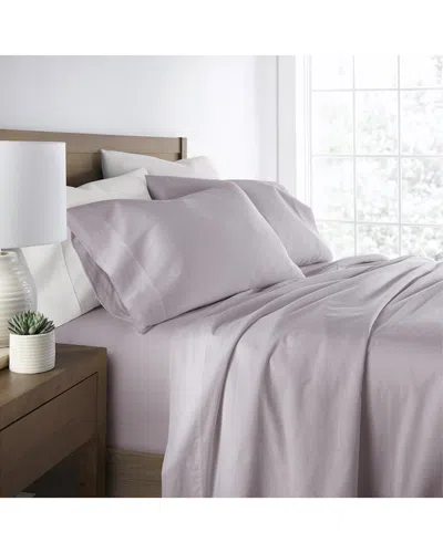 Home Collection 300tc Solid Brushed & Washed Cotton Sheet Set In Purple
