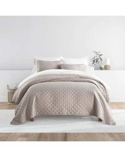 Home Collection All Season Diamond Stitch Quilt Set In Neutral