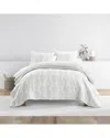 Home Collection All Season Distressed Damask Reversible Quilt Set In Gray