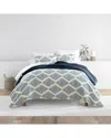 Home Collection All Season Distressed Diamond Reversible Quilt Set In Navy