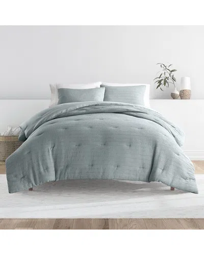 Home Collection All Season Down-alternative Waffle Textured Comforter Set In Blue