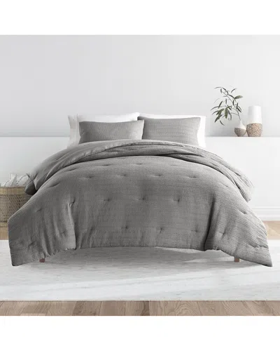 Home Collection All Season Down-alternative Waffle Textured Comforter Set In Gray