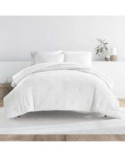 Home Collection All Season Down-alternative Waffle Textured Comforter Set In White