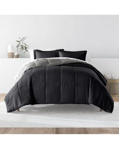 Home Collection All Season Lightweight Down Alternative Reversible Comforter In Black