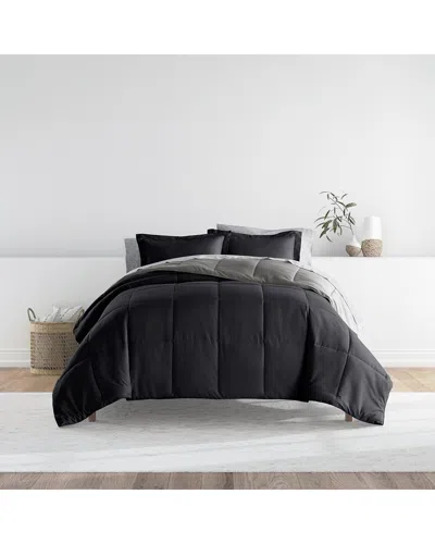 Home Collection Bedding Bundle Reversible Comforter & Sheet Set In Black