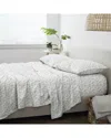 Home Collection Bontanical 4pc Flannel Sheet Set In Grey