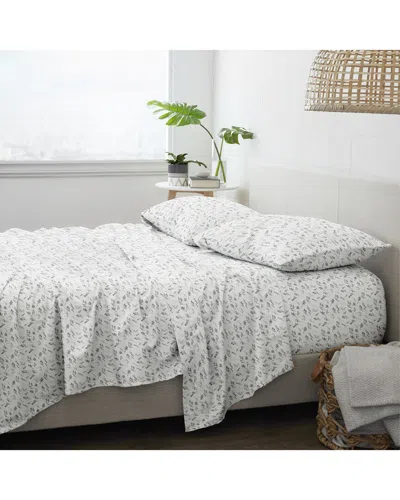 Home Collection Bontanical 4pc Flannel Sheet Set In Grey