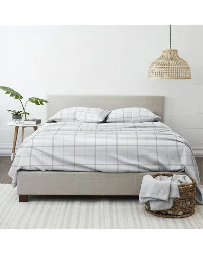 Home Collection Checkered 4pc Flannel Sheet Set In Grey
