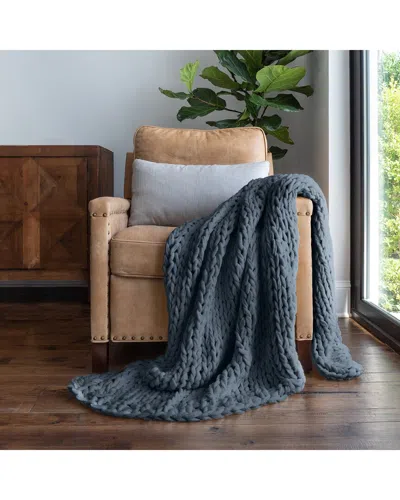 Home Collection Chunky Knit Throw Blanket In Blue