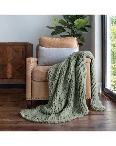 Home Collection Chunky Knit Throw Blanket In Green