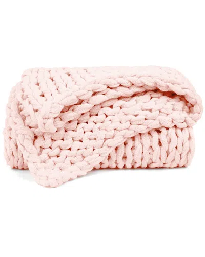 Home Collection Chunky Knit Throw Blanket In Pink