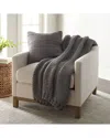 Home Collection Chunky Throw Blanket & Pillow Bundle In White