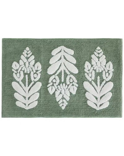 Home Collection Cotton Bath Mat In Folk Leaves